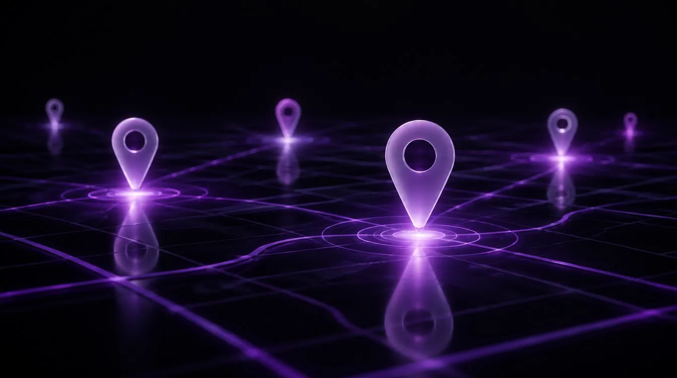 Marcadores de ubicación de cristal sobre un mapa, estrategias para conseguir clientes en Asunción