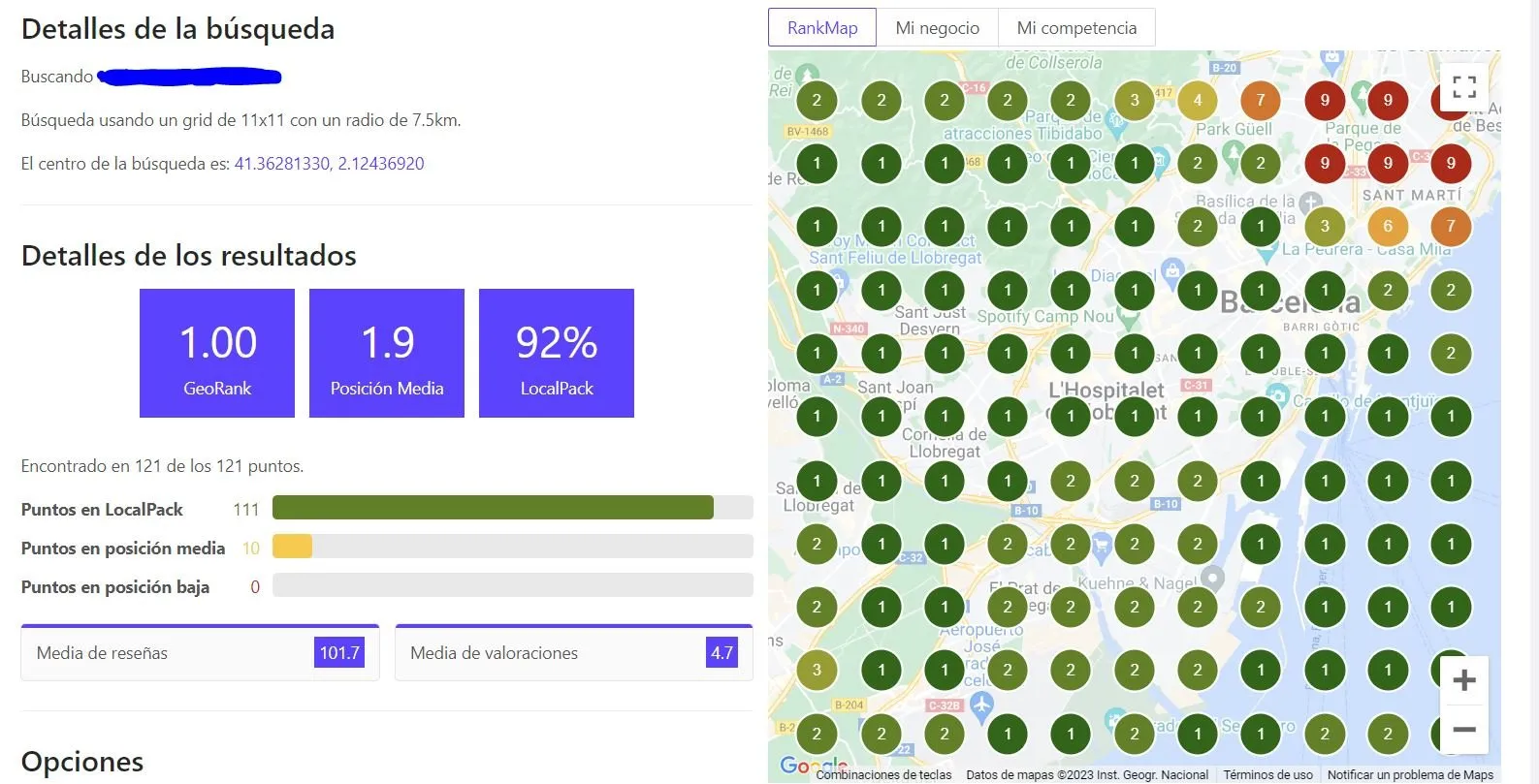Resultados locales del mapa de Google en los que aparece Creativ Innova