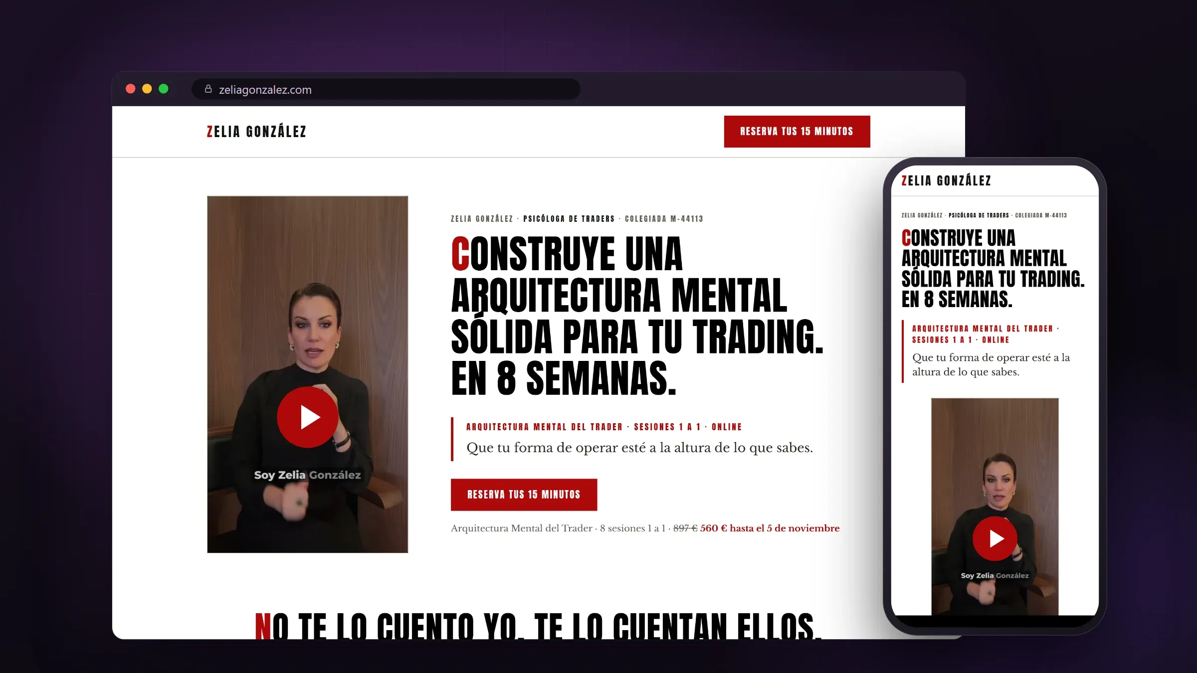 Web de Zelia González en ordenador y en móvil